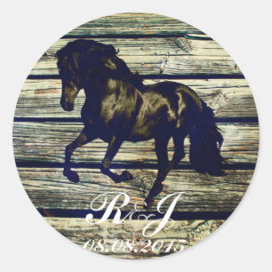 Sticker Rond grange grise rustique bois cheval occidental thème