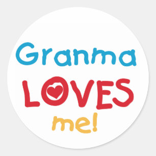Sticker Rond Granma aime mes t-shirts et cadeaux