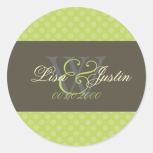 Sticker Rond Granny Smith Pois monogramme/do-it-yourself couleu