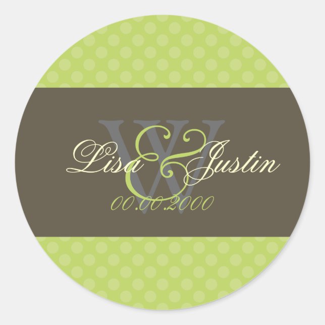 Sticker Rond Granny Smith Pois monogramme/do-it-yourself couleu (Devant)