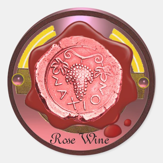 Sticker Rond GRAPE rose VINE ROUGE CIRE SEIGNE (Devant)