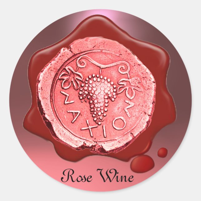Sticker Rond GRAPE rose VINE ROUGE CIRE SEIGNE (Devant)