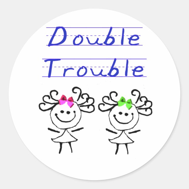 Sticker Rond Graphique à bâtons Twin girls (Devant)