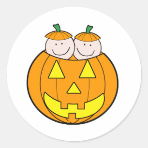 Sticker Rond Graphique de bébés Citrouilles jumeaux
