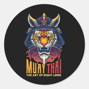 Sticker Rond Graphique de boxe thaïlandaise de Muay Thai Samura
