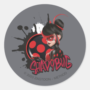 Sticker Rond Graphique de caractères de Shadybug à revers Mirac