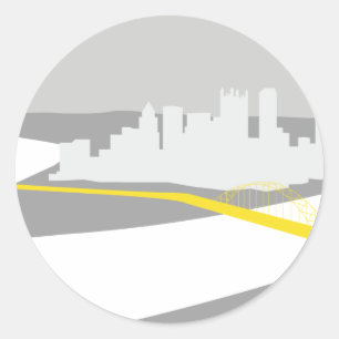 Sticker Rond Graphique de la ligne d'horizon de Pittsburgh