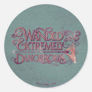 Sticker Rond Graphique Débordé Et Extrêmement Dangereux - Rose