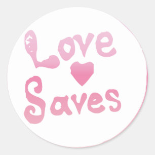 Sticker Rond Graphique des signes de l'amour rose rétro