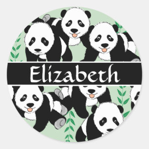 Sticker Rond Graphique d'ours panda personnalisé
