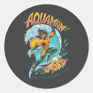 Sticker Rond Graphique du Surf de levage Aquaman et Trident