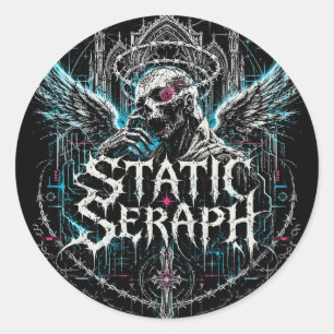 Sticker Rond Graphique gothique cyberpunk statique de Séraphin