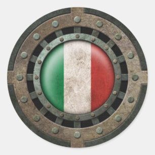 Sticker Rond Graphique italien en acier industriel de disque de