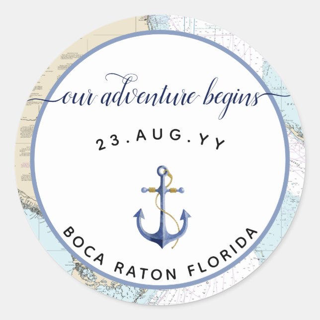 Sticker Rond Graphique nautique + Mariage d'Ancres / Événement  (Devant)