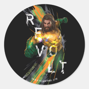 Sticker Rond Graphique réfracté de "révolte" d'Aquaman