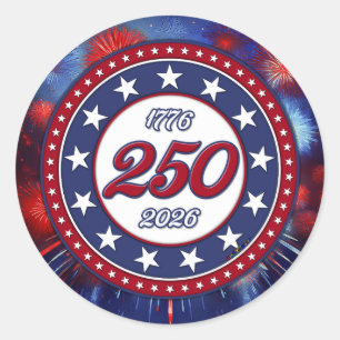Sticker Rond Graphiques de feux d'artifice pour le 250e anniver