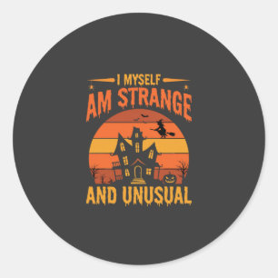 Sticker Rond Graphisme de maison hantée étrange et inhabituel H