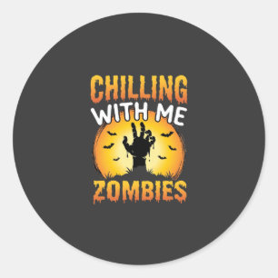 Sticker Rond Graphisme de zombies qui me font frissonner pour H
