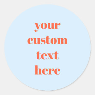Sticker Rond Gras Bleu Orange Votre Texte Ici Mariage Personnal