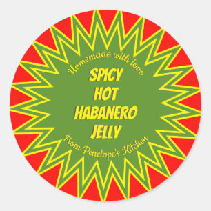 Sticker Rond Gras épicé Hot Habanero Jelly Jar Canning