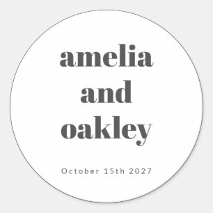 Sticker Rond Gras minimaliste Noir Blanc Rétro Mariage personna