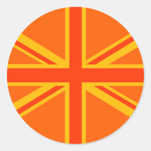 Sticker Rond Gras orange Union Jack Britanniques Drapeau Swag