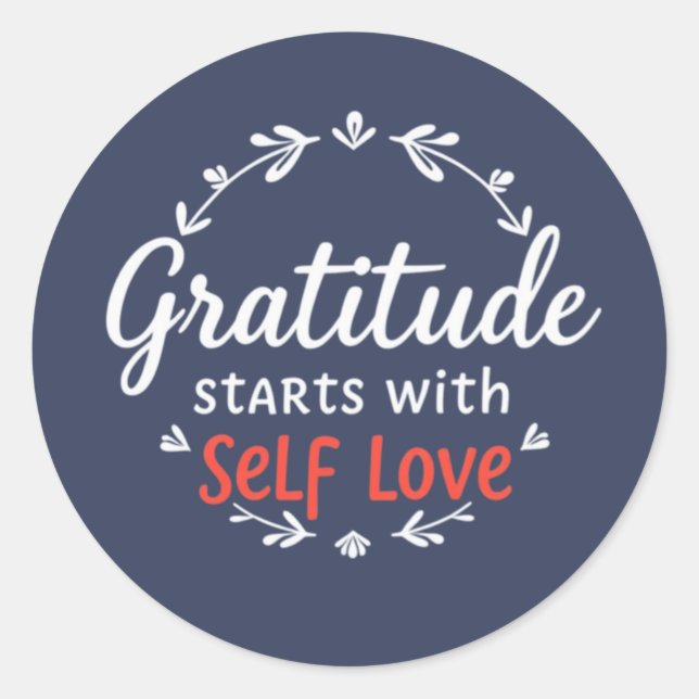 Sticker Rond Gratitude et amour de soi (Devant)