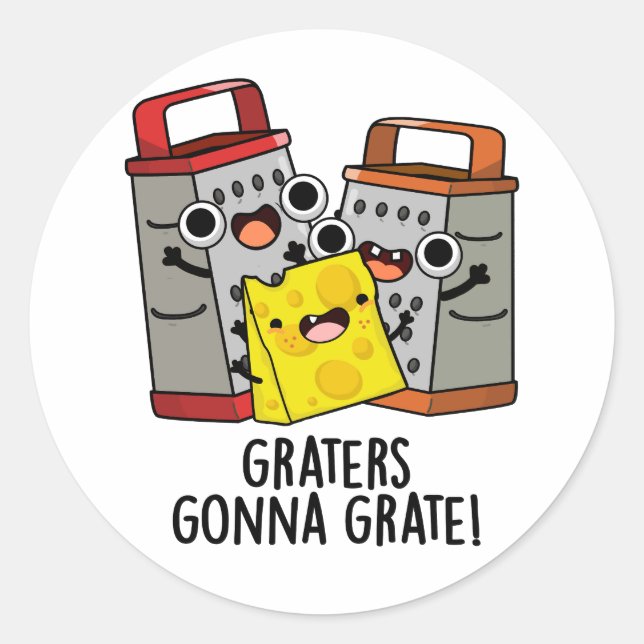 Sticker Rond Gratte Va Gratter Funny Pun au fromage (Devant)