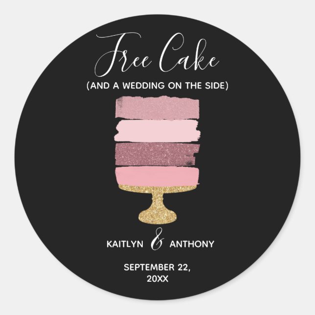 Sticker Rond Gratuit Gâteau Amusant Photo Moderne Mariage Enreg (Devant)