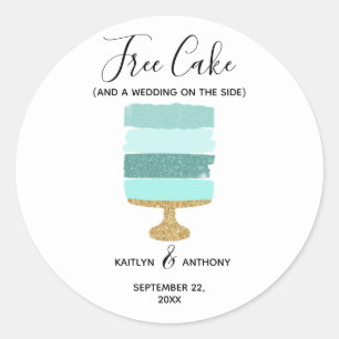 Sticker Rond Gratuit Gâteau Amusant Photo Moderne Mariage Enreg