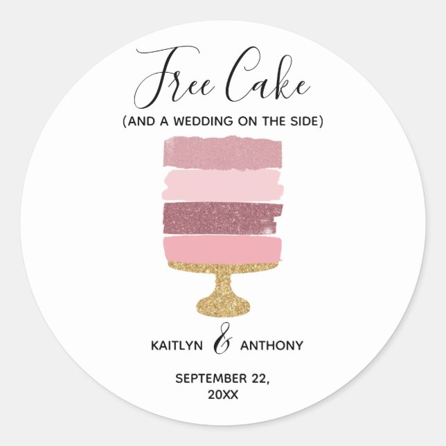 Sticker Rond Gratuit Gâteau Amusant Photo Moderne Mariage Enreg (Devant)