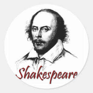 Sticker Rond Graver à l'eau-forte de William Shakespeare