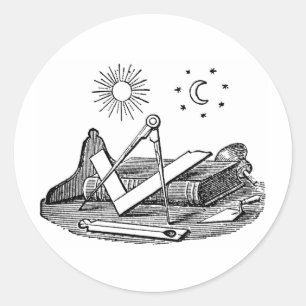 Sticker Rond Gravure maçonnique G Kenning du 19e siècle