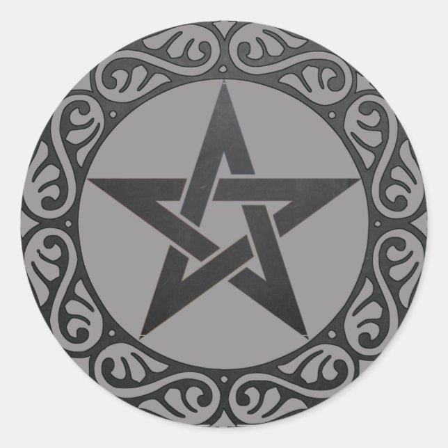 Sticker Rond Gray Magick noir Pentacle Witchcraft (Devant)