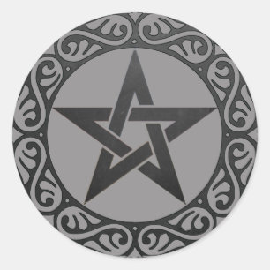 Sticker Rond Gray Magick noir Pentacle Witchcraft