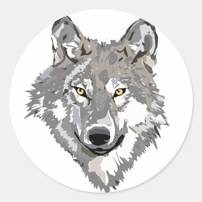 Sticker Rond Gray Wolf Design (Devant)