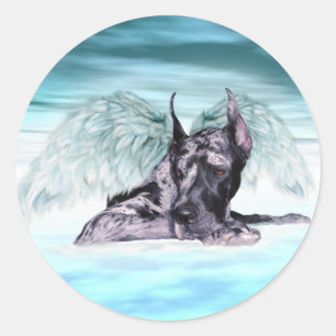Sticker Rond Great Dane Angel Merle
