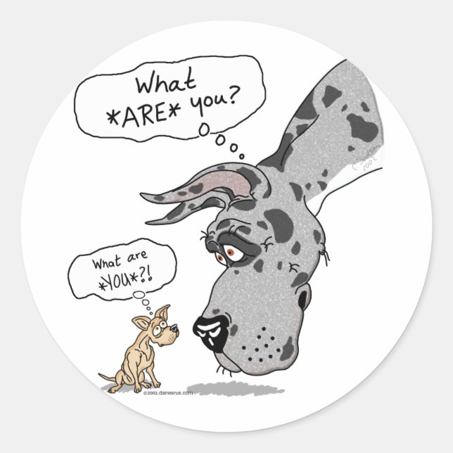 Sticker Rond Great Dane & Chihuahua Merle (Devant)