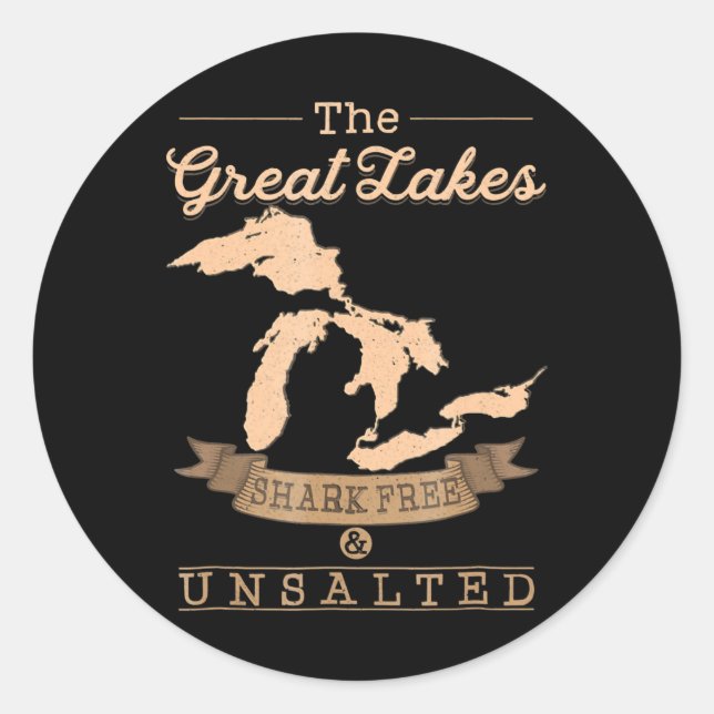 Sticker Rond Great Gakes Shark Gratuit non salé Gift Michigan (Devant)