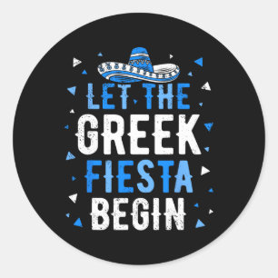 Sticker Rond Grec Pâques 2025 Laisser la fête grecque commencer