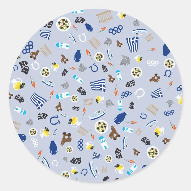 Sticker Rond Grèce : objets célèbres du pays (Devant)