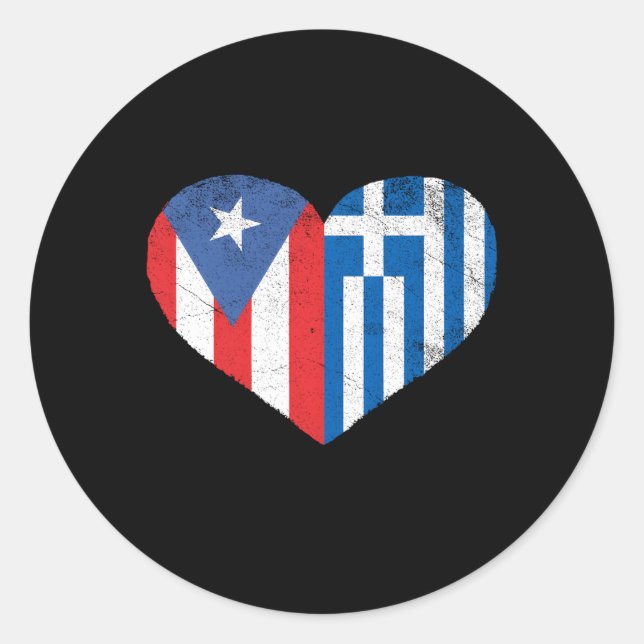 Sticker Rond Grèce Porto-Rico Drapeau Aimer Grèce Porto Rico (Devant)