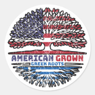 Sticker Rond Greece Greek US American États-Unis Tree