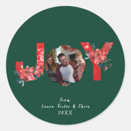 Sticker Rond Green 1 Photo Joy Simple Custom Christmas