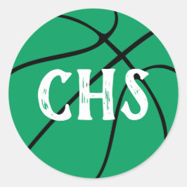 Sticker Rond Green Basketball Team Party, Pep Rally ou Event