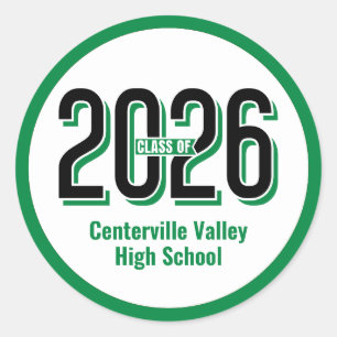 Sticker Rond Green Bold Ombré numérique Classe de 2026