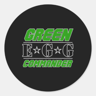 Sticker Rond Green Egg Commander Chemise d'oeuf Retro Bbq Sh