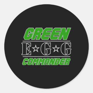 Sticker Rond Green Egg Commander Chemise d'oeuf Retro Bbq Sh