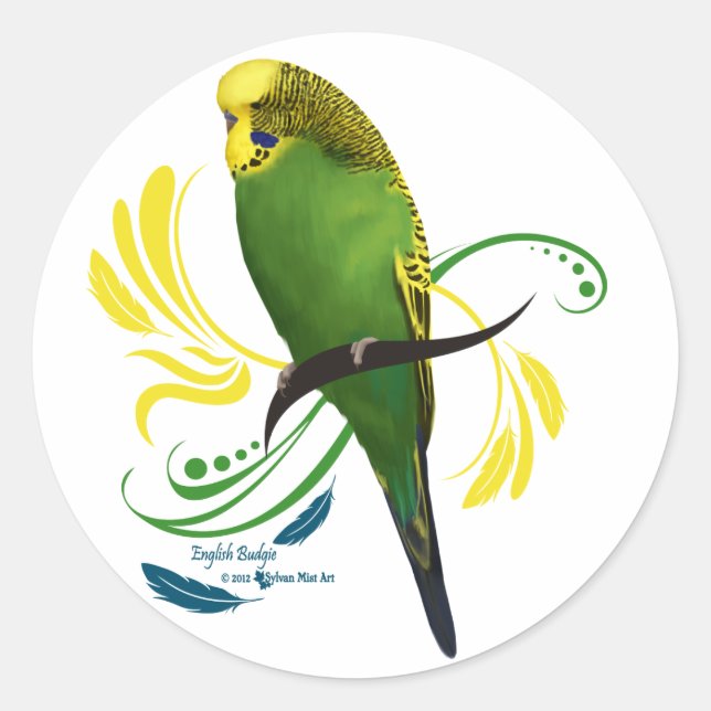 Sticker Rond Green English Budgie (Devant)