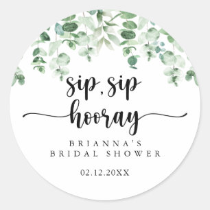 Sticker Rond Green Eucalyptus Sip Sip Hooray Fête des mariées
